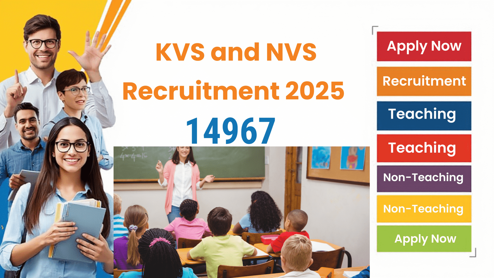 Read more about the article KVS and NVS Recruitment 2025 – Apply for 14967 and Teaching & Non-Teaching Posts